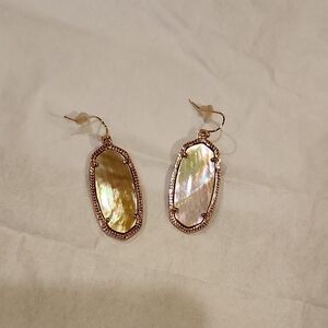 Elegant Rose Gold and Cream Dangle Earrings